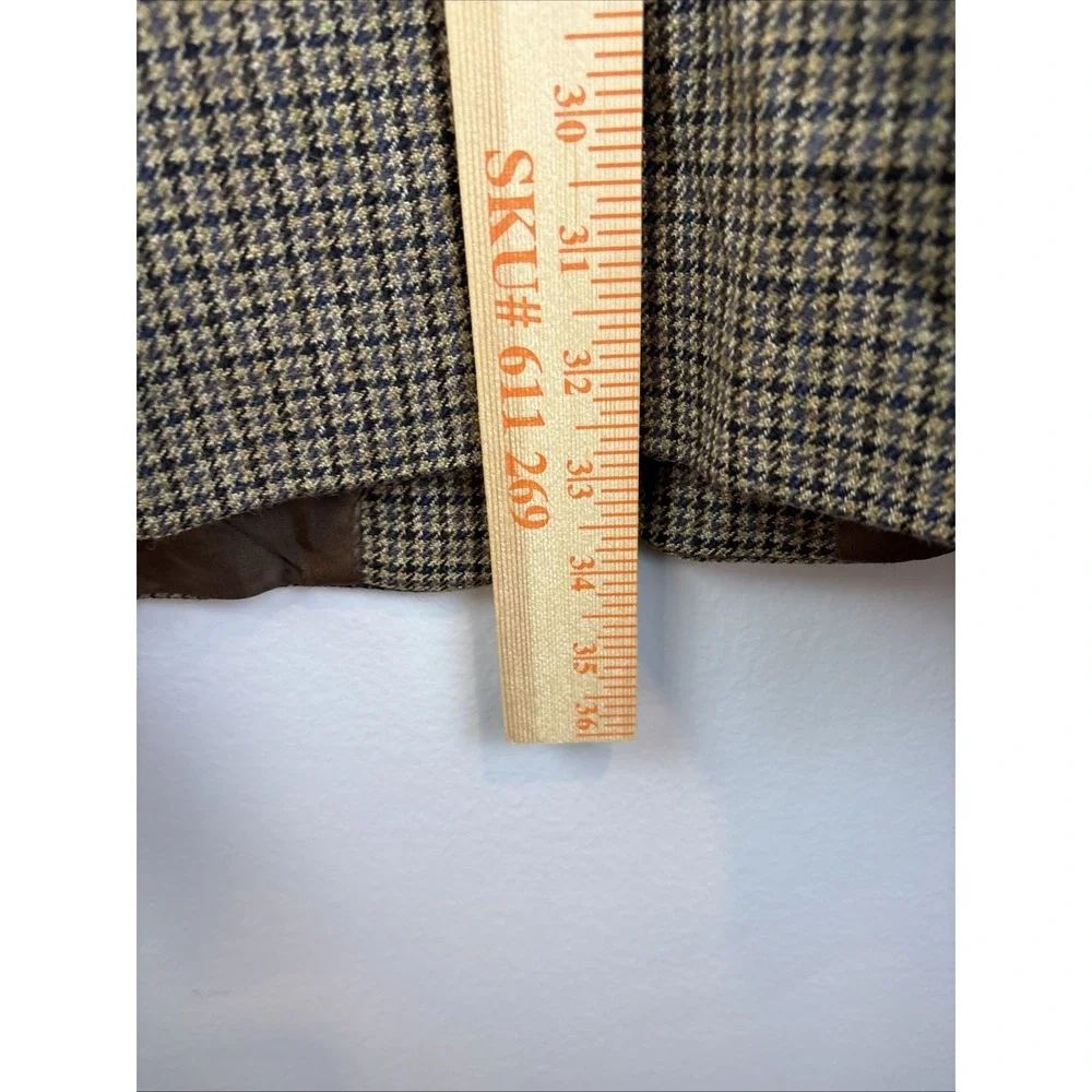 Vintage Chaps Ralph Lauren Houndstooth Pure Wool Blazer Mens‎ 46 T Brown